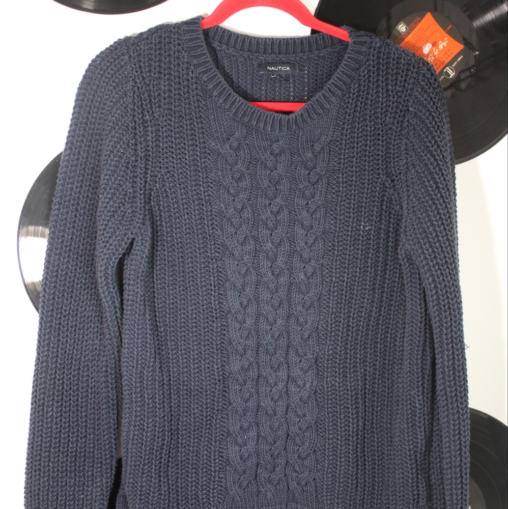 Navy Blue Nautica Cable Knit Sweater